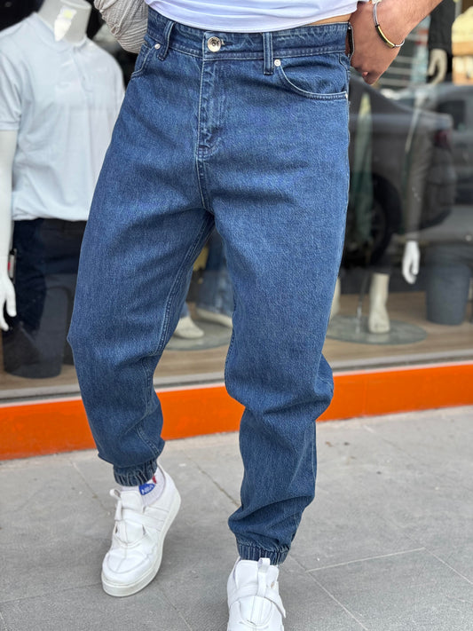 KOYU MAVİ (512) PAÇASI LASTİKLİ JEANS