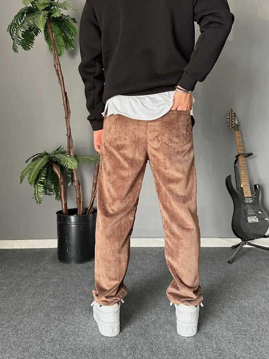 KAHVE BAGGY KADİFE PANTALON