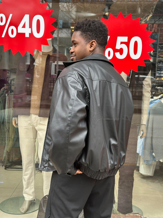SİYAH (7013) BOMBER DERİ CEKET