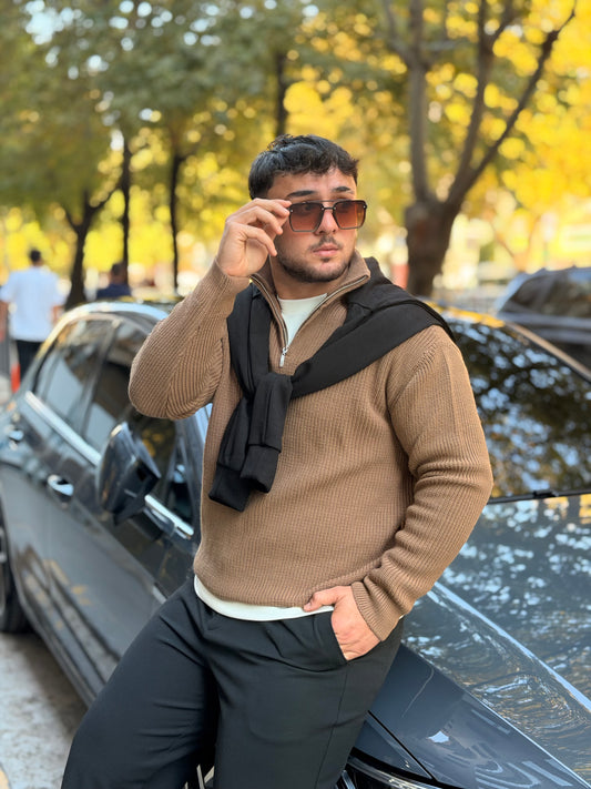 SPARF(2508) VİZON FERMUARLI KAZAK