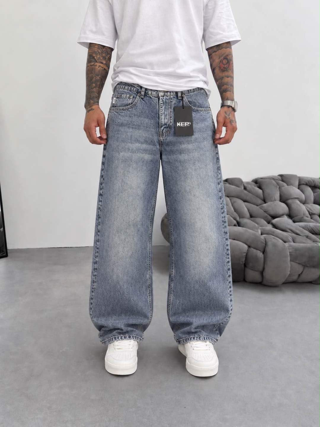 KEPS(1346) MAVİ RELAX BAGGY JEANS