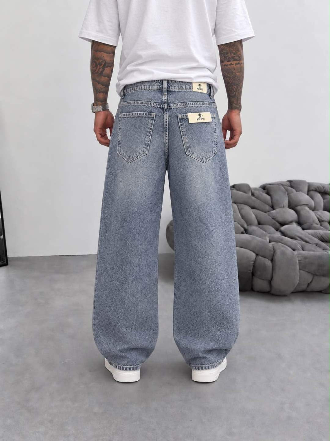 KEPS(1346) MAVİ RELAX BAGGY JEANS