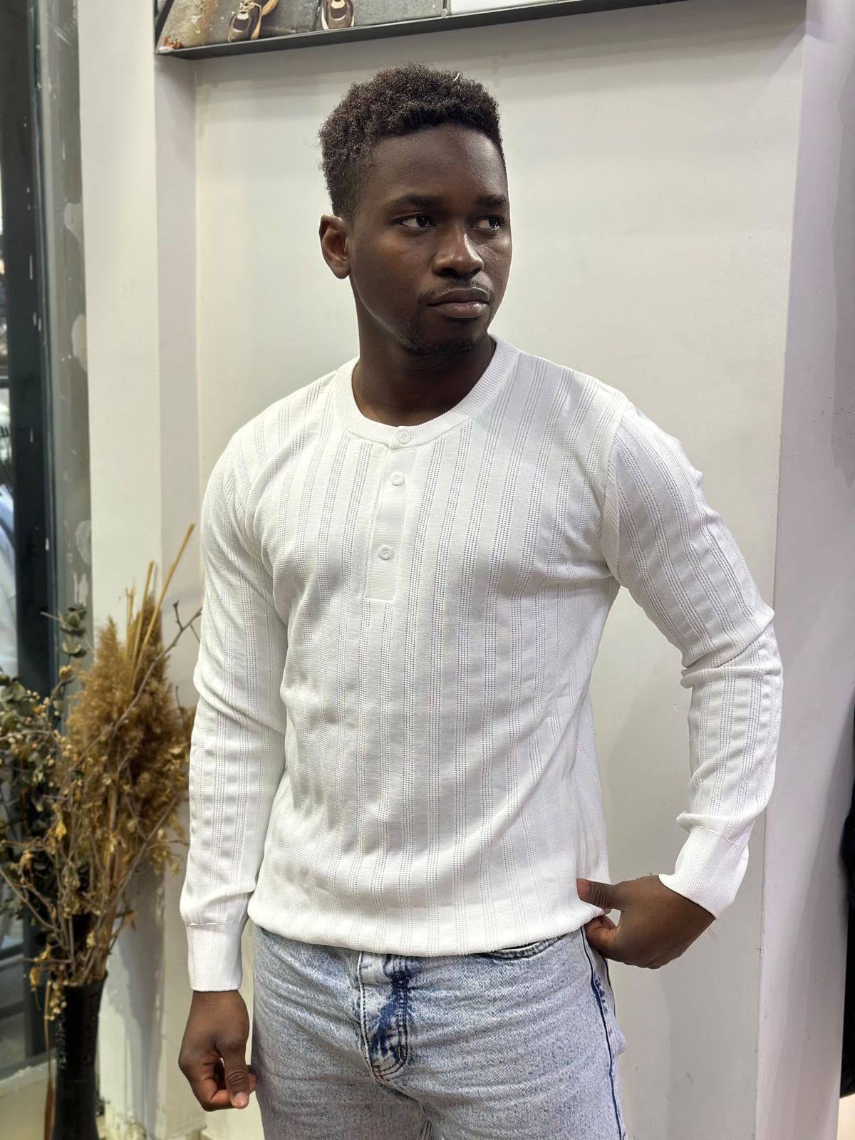 PB(6598) 3DÜĞME BEYAZ TRİKO