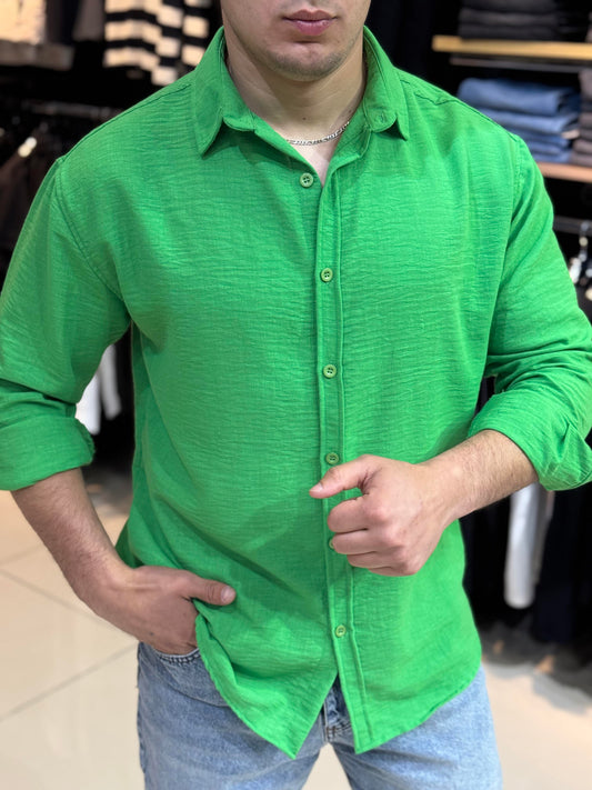 AÇIK YEŞİL(3972) KETEN GÖMLEK