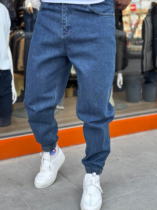 KOYU MAVİ (512) PAÇASI LASTİKLİ JEANS