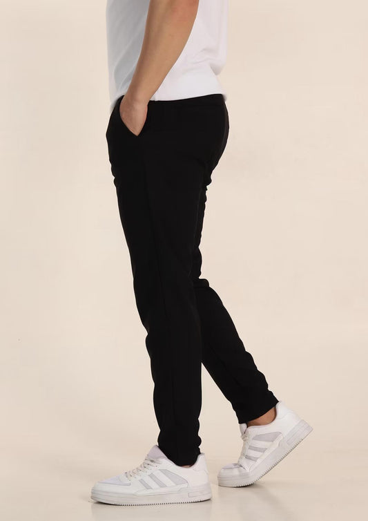 SİYAH PETEK DOLU BELDEN LASTİKLİ PANTALON