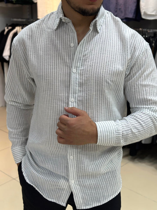 MAN (5214) GRİ ÇİZGİLİ GÖMLEK