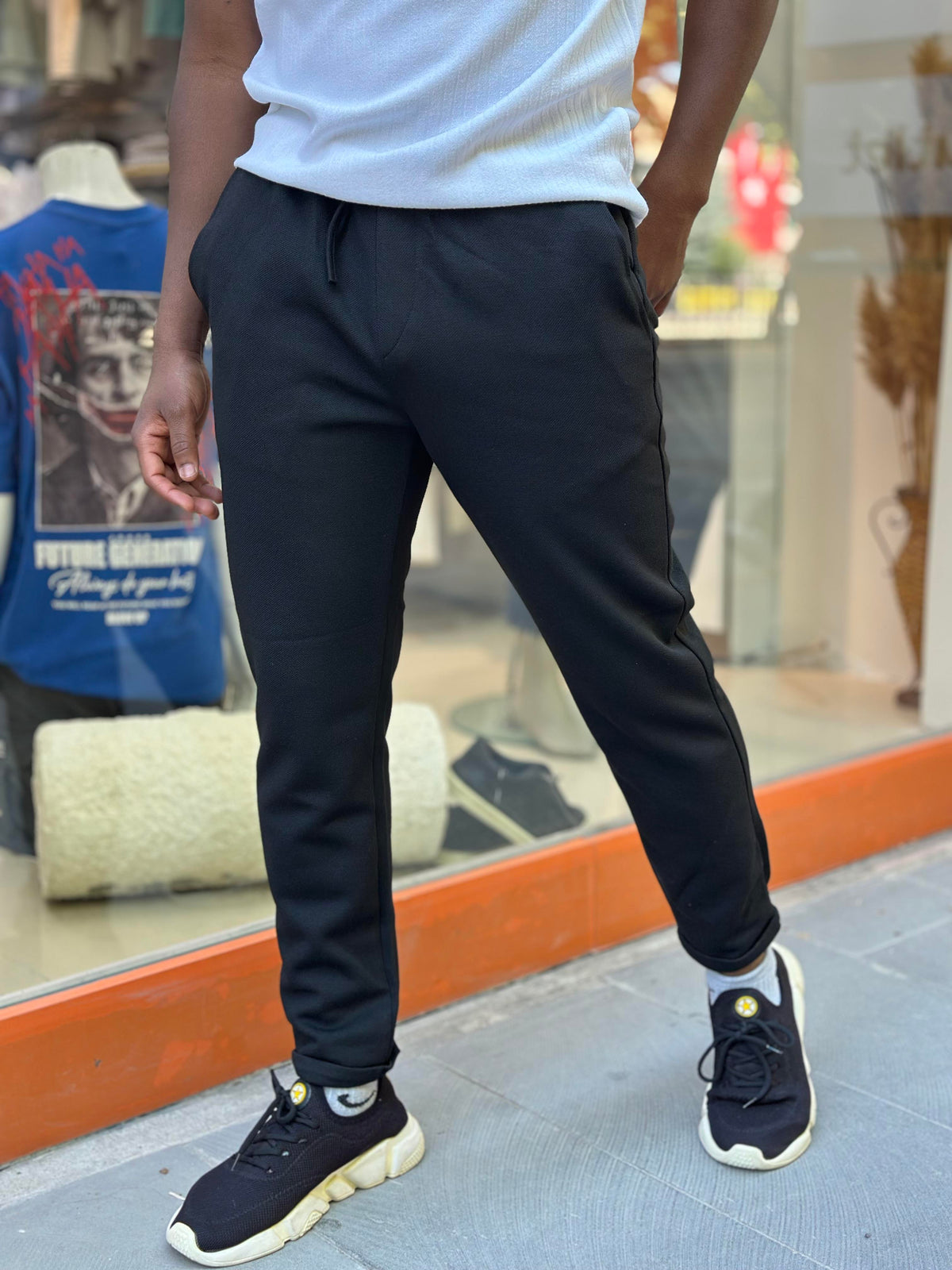 MAN(8003)DUBLEPETEKLİ SİYAH JOGER