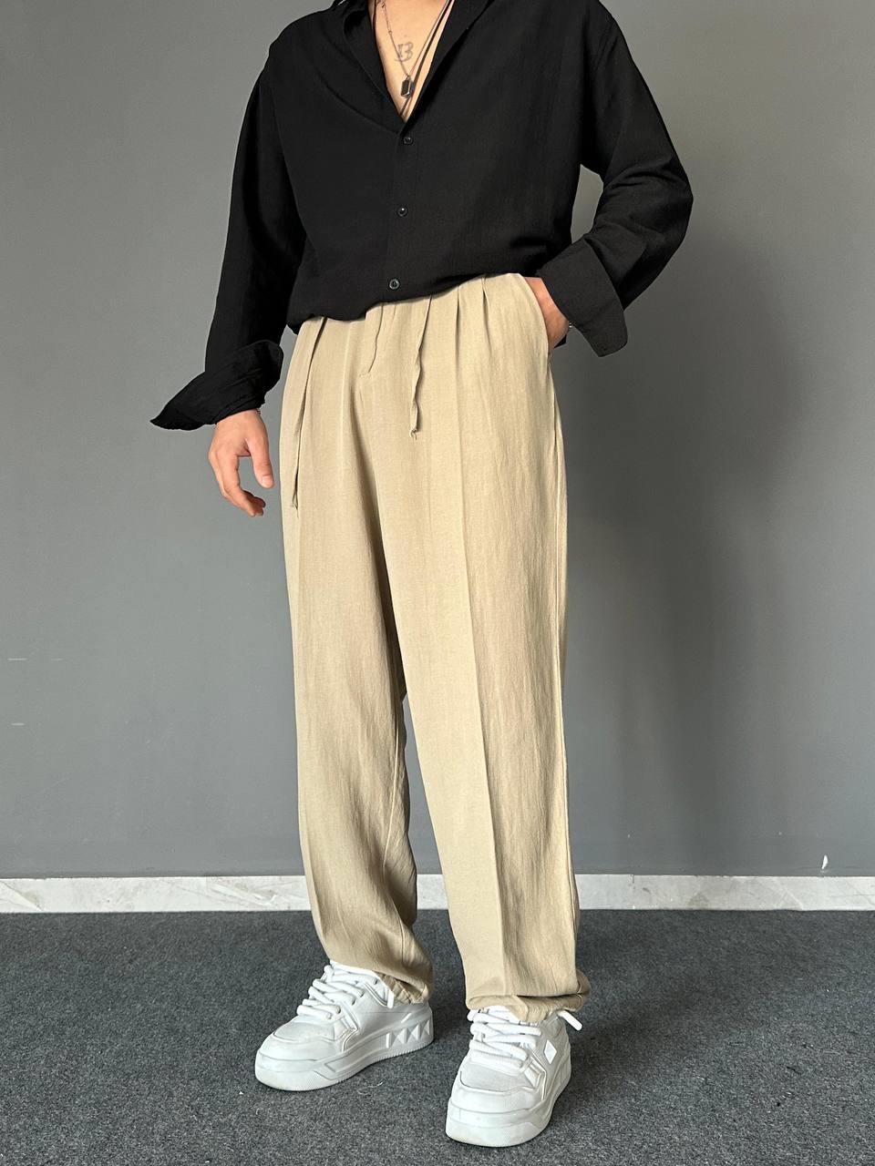 KREM KETEN BAGY PANTALON
