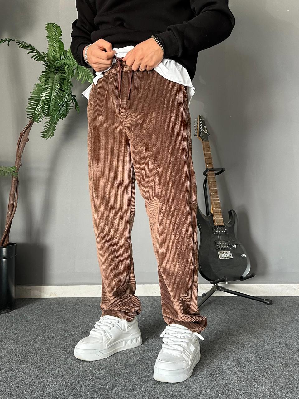 KAHVE BAGGY KADİFE PANTALON