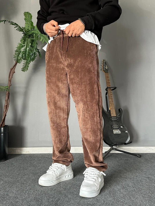 KAHVE BAGGY KADİFE PANTALON