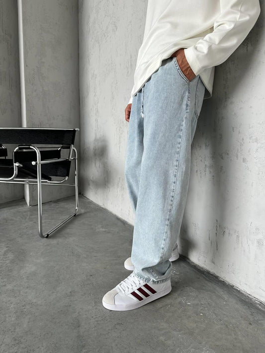 MAN(2851)A.MAVİ BELDEN LASTİKLİ BAGGY