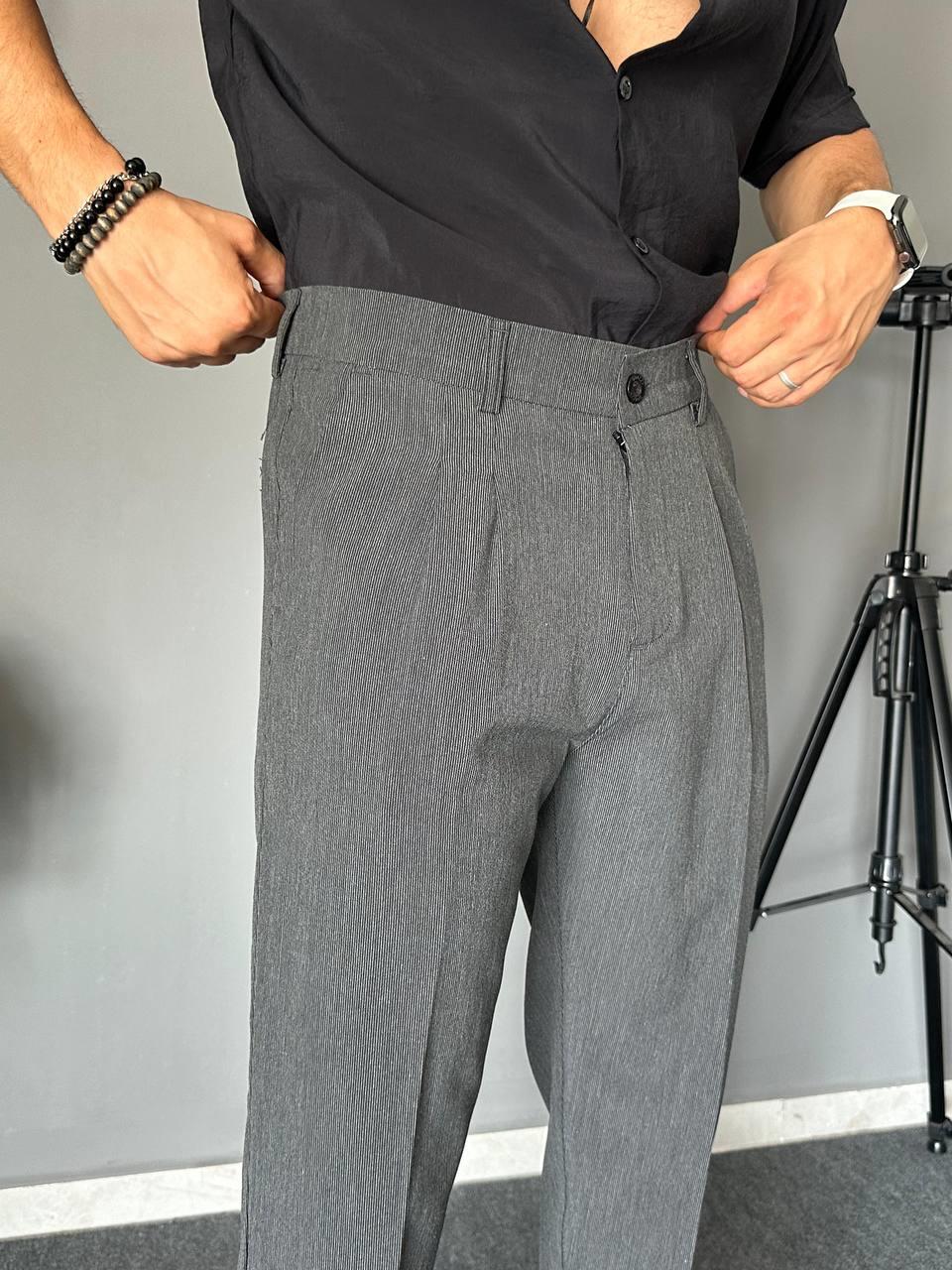 SNAZZY(4684) ÇİZGİLİ KETEN PANTALON