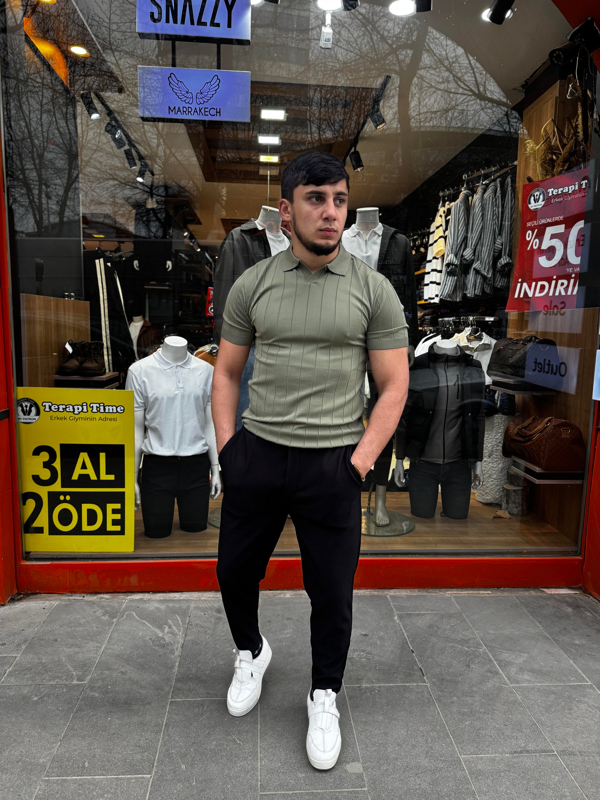WİPEOUTE (1098) DİKİNE ÇİZGİLİ YAKALI TSHIRT