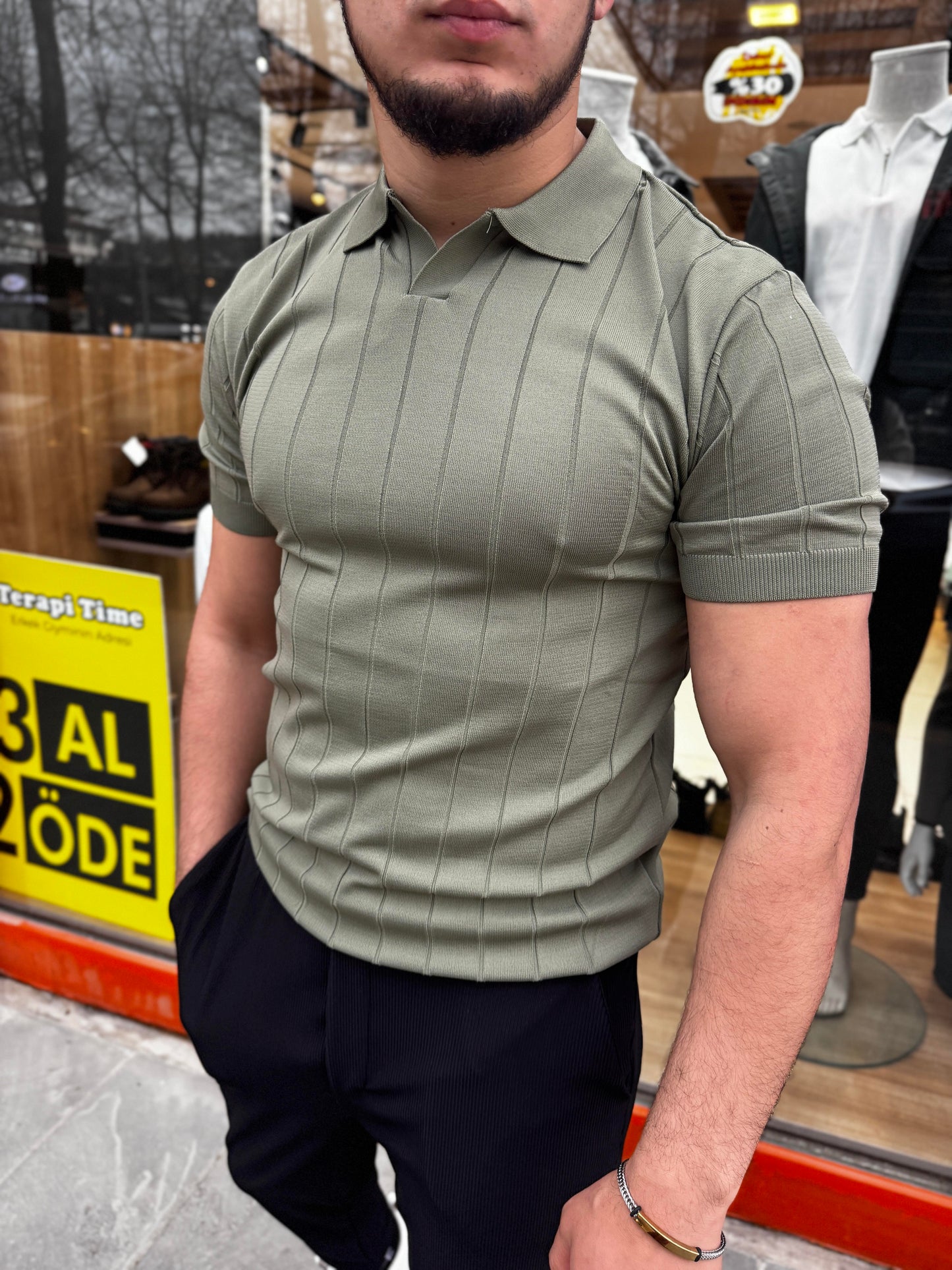 WİPEOUTE (1098) DİKİNE ÇİZGİLİ YAKALI TSHIRT