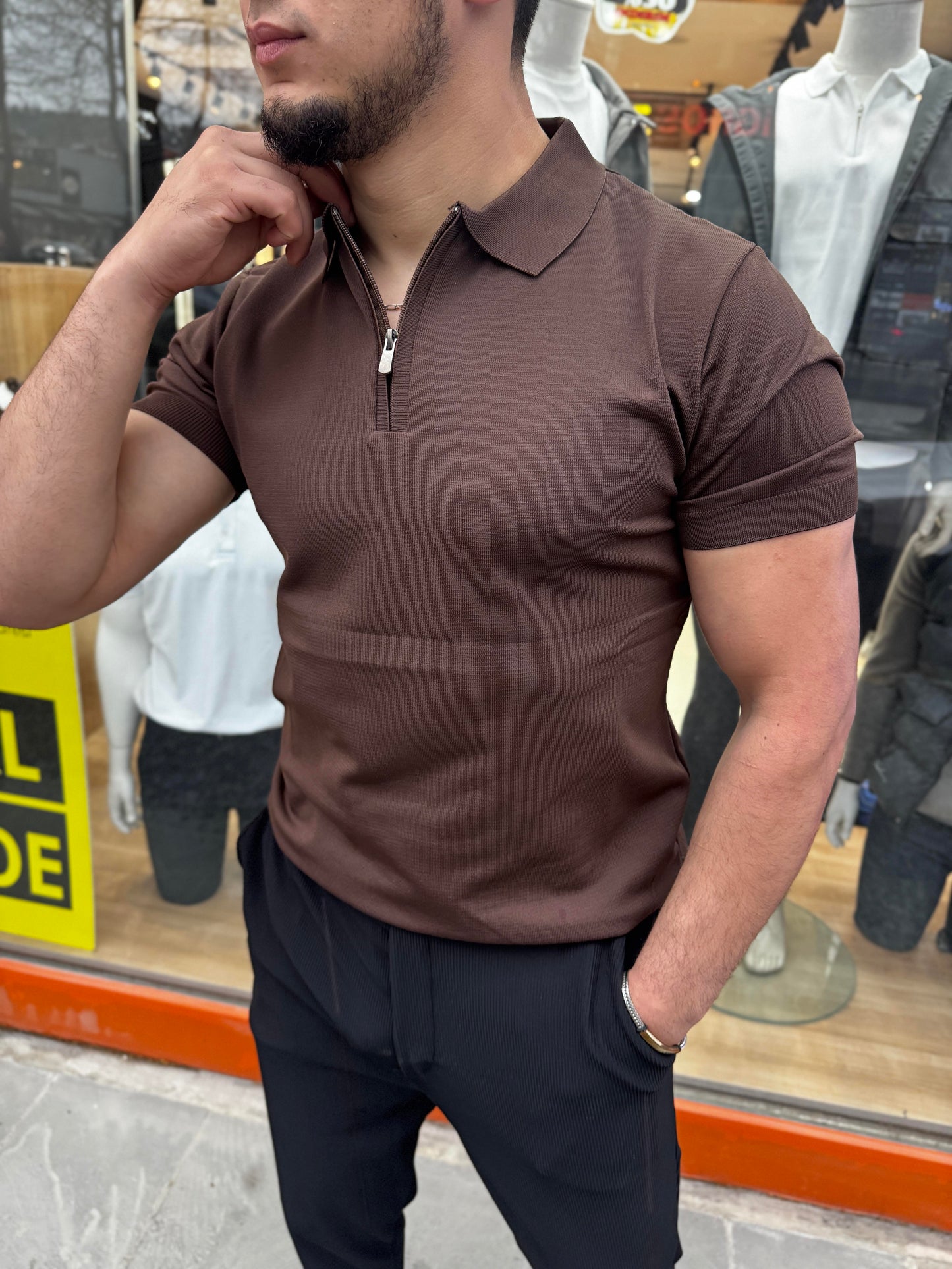 WİPEOUTE (1088) YARIM FERMUAR YAKALI TSHIRT