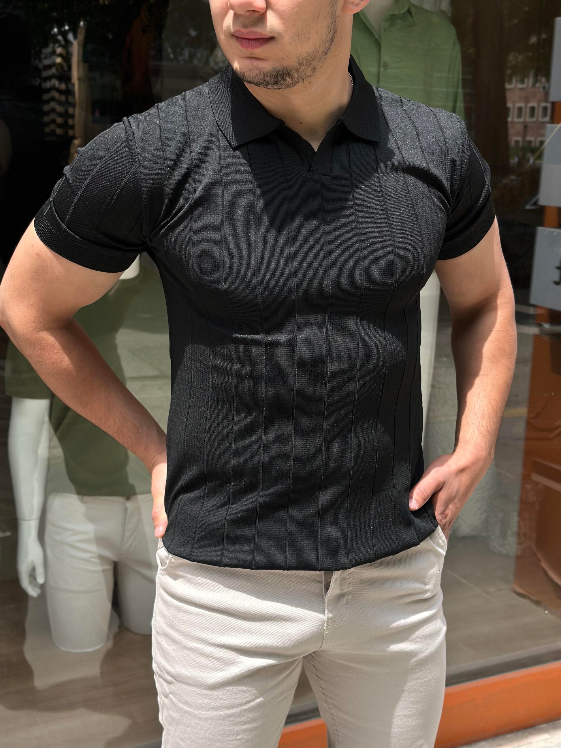 WİPEOUTE (1098) DİKİNE ÇİZGİLİ YAKALI TSHIRT