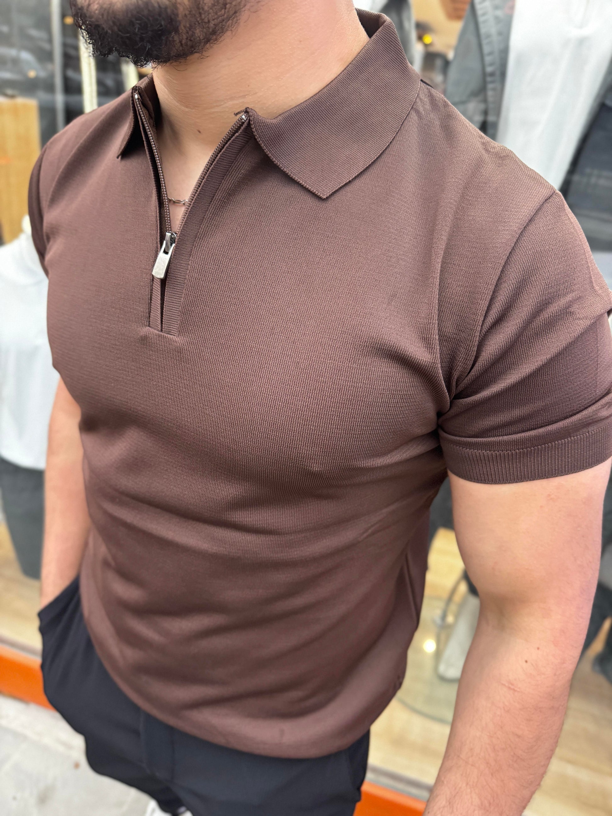 WİPEOUTE (1088) YARIM FERMUAR YAKALI TSHIRT